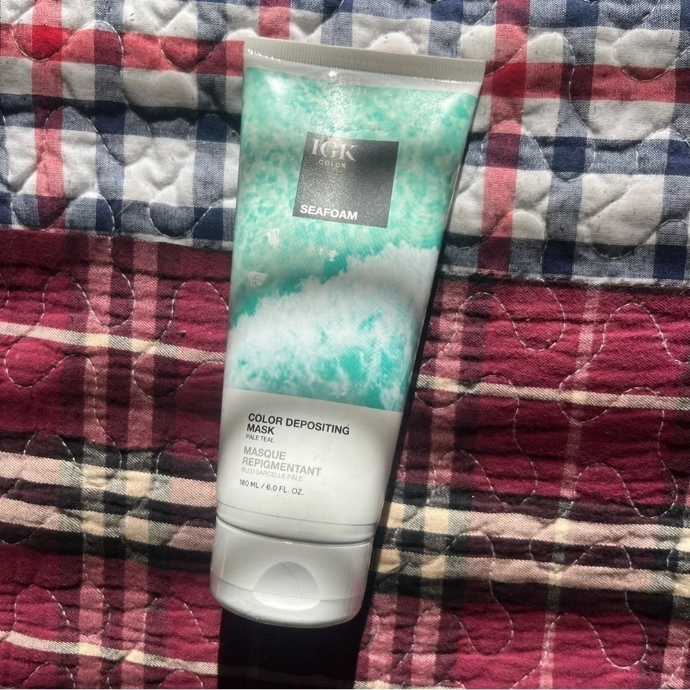 IGK Seafoam Pale Teal Color Depositing Conditioning Hair Mask Full Size 6 Oz NWT